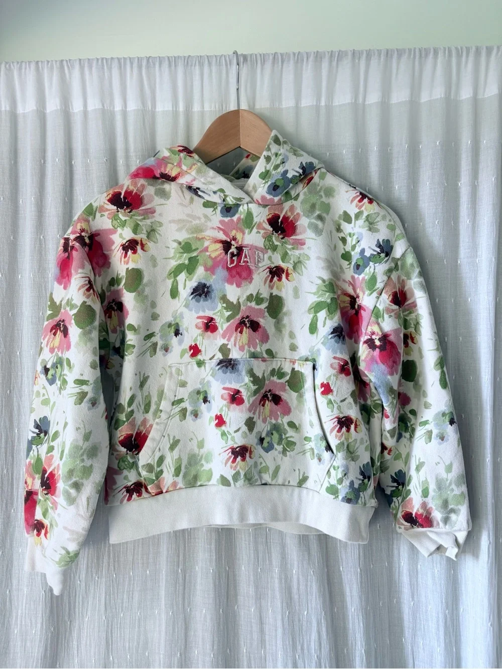 GAP Kids White Hoodie with Floral Accent